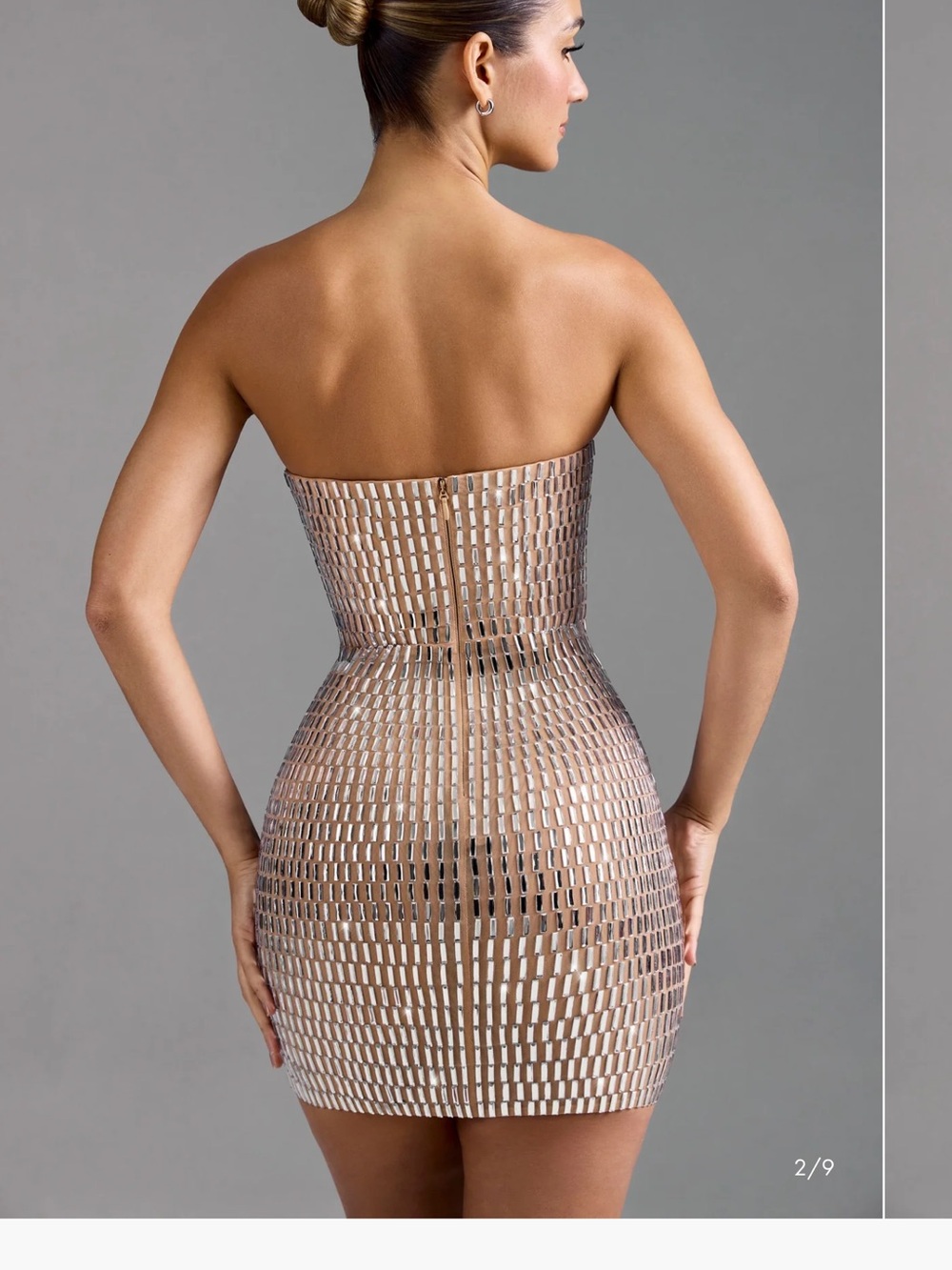 Oh Polly Aurora Nude Embellished Mini Dress - Picture 2 of 5